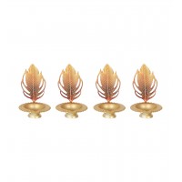 Peaock Red & Gold Urli With 4 Dia